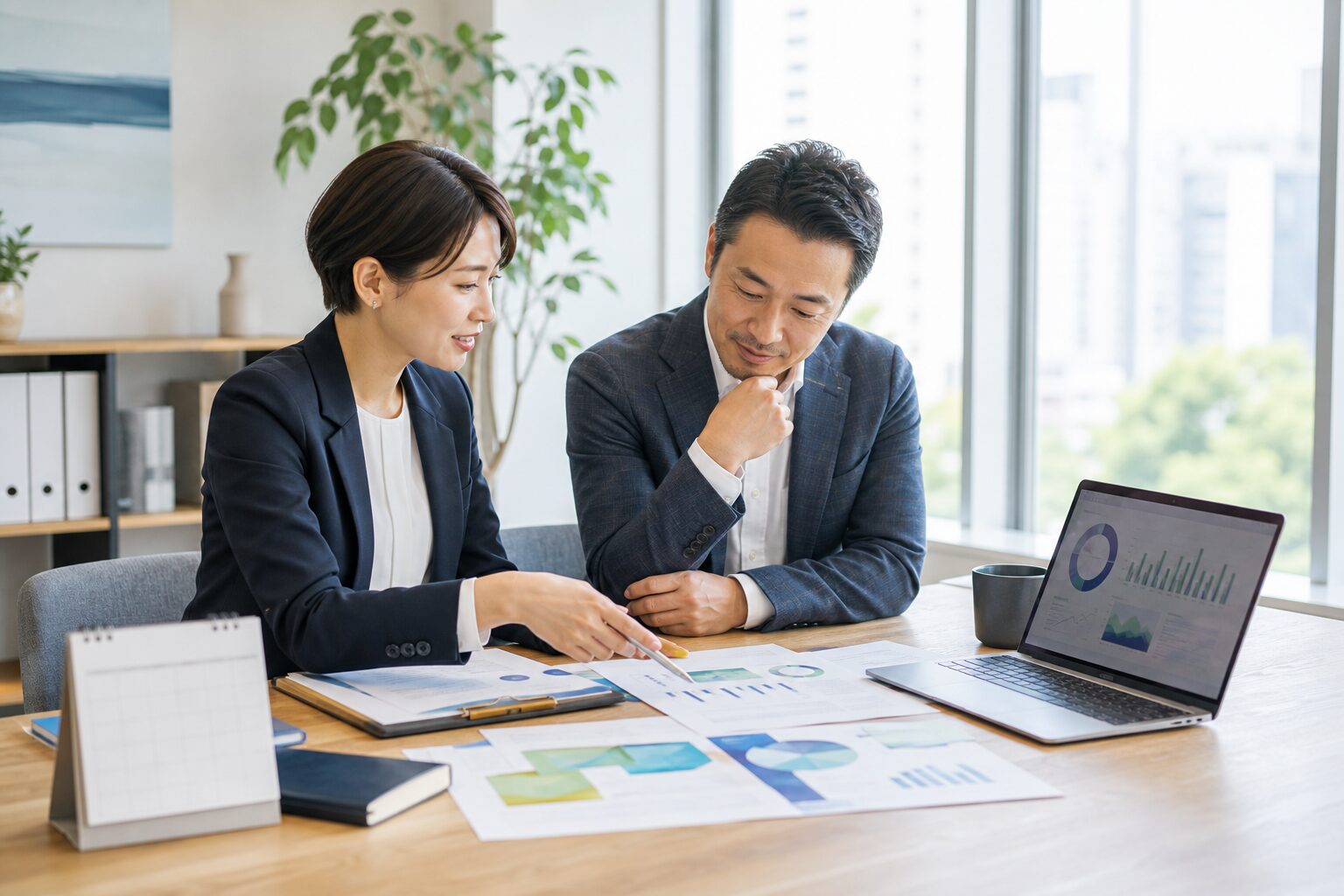 2026年の採用計画を確認する人事担当者と経営者
